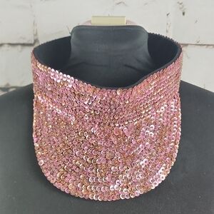 Sequin Embellished Pink Visor Hat